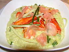 Sauteed lobster with wasabi-cucumber risotto