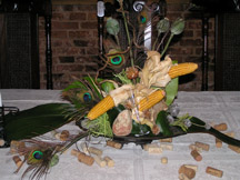 Fanciful Peacock and Corn Arrangement