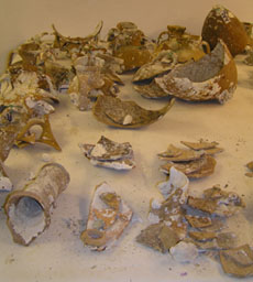 Pottery waiting to be reconstructed