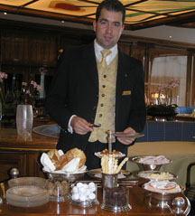 Mr. Posel and the dessert trolley at first floor in Berlin, Germany