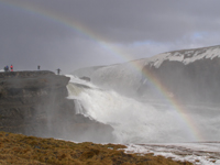 Iceland - Gulfoss Waterfall With Rainbow