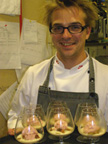 Chef Jeppe Ejvind Nielsen with Rhubarb Chifon