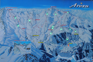 Map of Ski Trails in Arosa, Switzerland