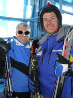 Edward and Kurli in cable car to Weisshorn