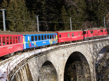 Train to Arosa, Switzerland through mountains