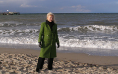Debra C. Argen walking along beach at KÃ¼hlungsborn