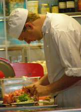 Chefs at Work at Matbaren of The Restaurant Mathias Dahlgren, Grand Hotel Stockholm, Sweden