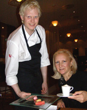 Chef Martin Brag and Debra C. Argen at Aquavit Grill & Raw Gar, Stockholm, Sweden