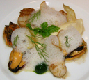 Scallops and Mussels by Chef Fredrik BjÃ¶rlin of Vassa Eggen, Stockholm, Sweden