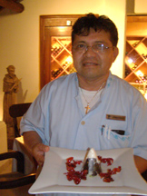 Xtabay Restaurant - Ceiba del Mar Beach & Spa Resort - Head Waiter Santiago Lopez with Volcano Dessert