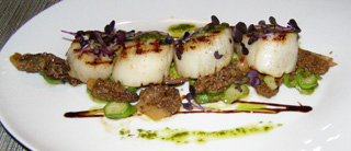 Grilled Scallops with Asparagus - Rive Gauche Restaurant and Bar