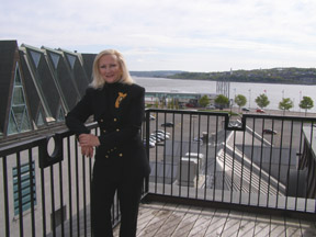 Debra C Argen on Terrace at Auberge Saint-Antoine, Québec, Canada  - Photo by Luxury Experience