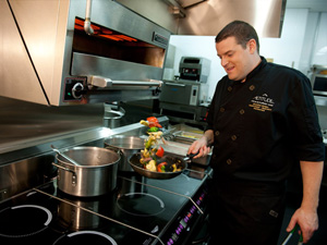 Chef Christian Bolduc in the Kitchen - Altitude Seafood and Grill - Lounge Restaurant at Le Casion de Mont-Tremblant, Canada