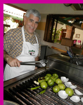 Edward Nesta grilling vegetables at El Arrayan, Puerto Vallarta, Mexico - photo by Luxury Experience