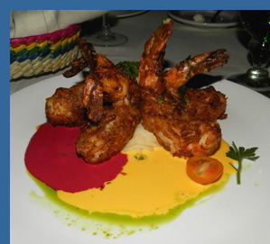 Rainbow Jumbo Shrimp - River Cafe, Puerto Vallarta - photo by Luxury Experience