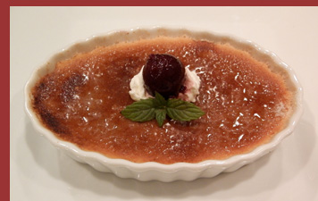 Luxury Experience - Cream Brulee wth Crimson Vodka Spiked Morello Cherries - Photo by Luxury Experience
