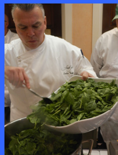 Chef Tripp adding spinach - photo by Luxury Experience 