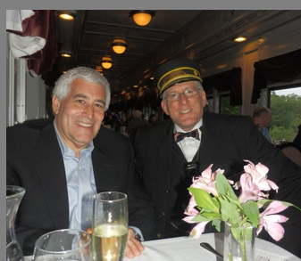 Conductor and Edward Nesta - Essex Clipper Dinner Train - photo by Luxury Experience