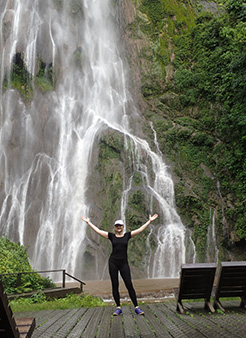 Debra C. Argen at waterfall - Boca da Onca - photo by Luxury Experience