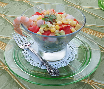 Luxury Experience - Layered Shrimp Salad with LDV Vinaigrette - photo by Luxury Experience
