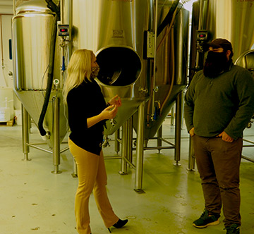 Josh Metz and Debra C Argen at Woodbury Brewing  - Woodbury, CT - photo by Luxury Experience