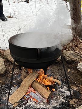 Outdoor Fire to boil maple sap - Stamford Museum & Nature Center - photo by Luxury Experience