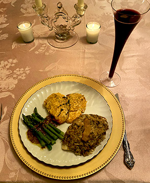 Luxury Experience - Crab Mushroom Crusted Tilapia paired  with Medici Ermete Lambrusco - photo by Luxury Experience