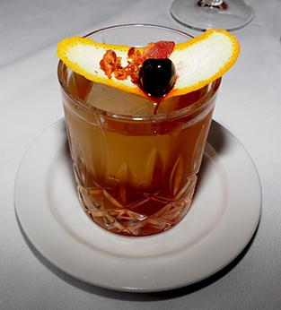 Bacon Fat Washed Hudson Bourbon cocktail - Gabriele's of Westport, CT - photo by Luxury Experience