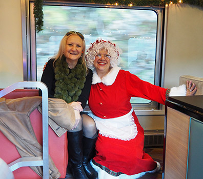 Debra Argen and Mrs. Claus - Naugatuck Railroad - Thomaston, Ct- photo by Luxury Experience