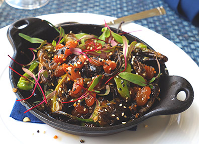 Charred Shishito Peppers - The Wharf Restaurant - Madison Beach Hotel - photo by Luxury Experience