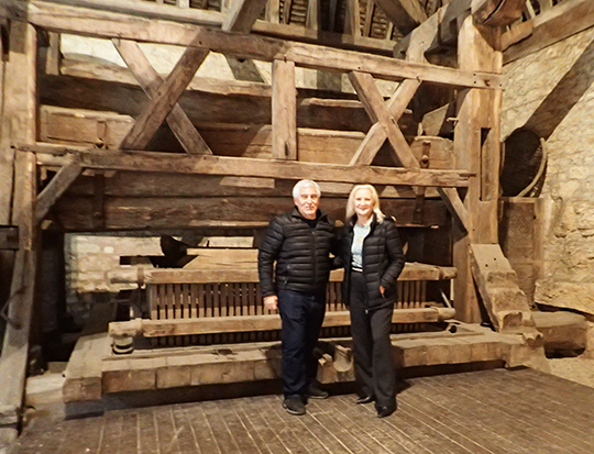 Debra C Argen & Edward F Nesta - Chateau du Clos Vougeot 12th Century Wine Press - photo by Luxury Experience