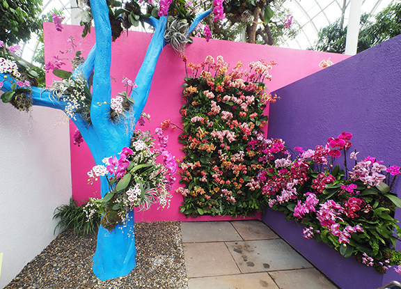 Jacaranda Tree Painted Electric Blue - NYBG - The Orchid Show 2025 -photo by Luxury Experience