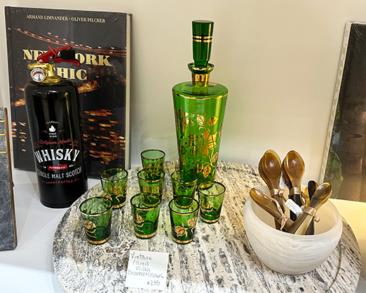 Vintage Green Vodka Decanter and Glasses - photo by Luxury Experience