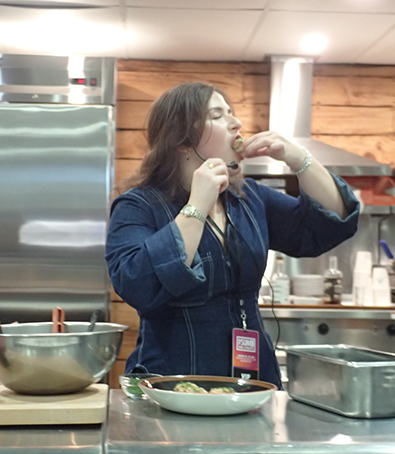 Chef Alessandra Ciuffo enjoying Spicy Tuna Crispy Rice - photo by Luxury Experience