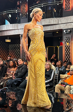 Alonso Maximo - Fully Beaded Slinky Gold Gown - photo by Luxury Experience