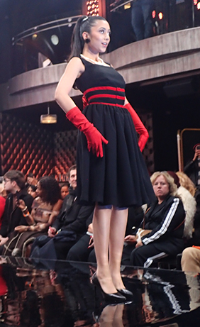 Victoria Amerson black dress red piping - photo by Luxury Experience